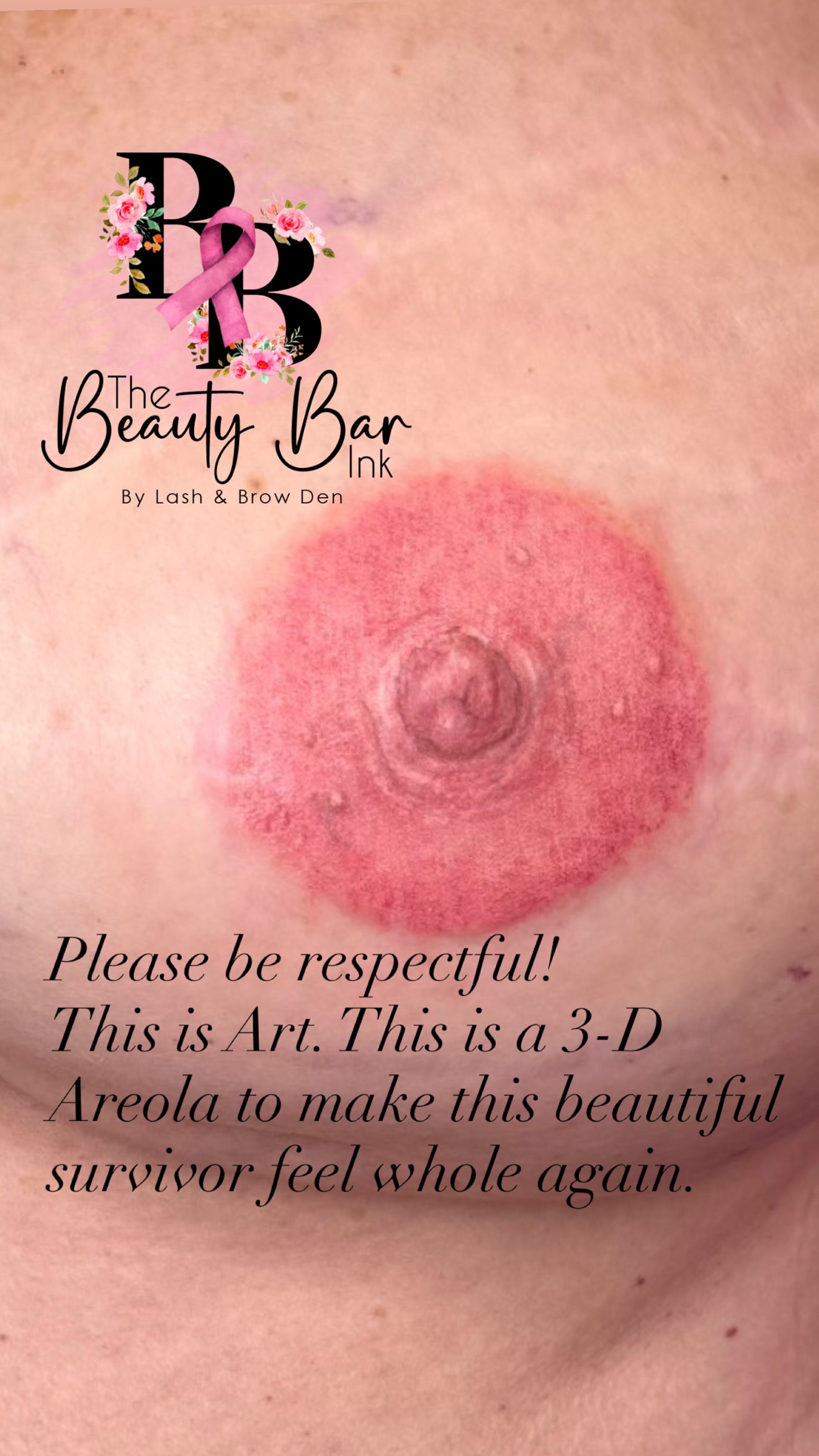 3-D areola tattoo art for breast cancer survivors
