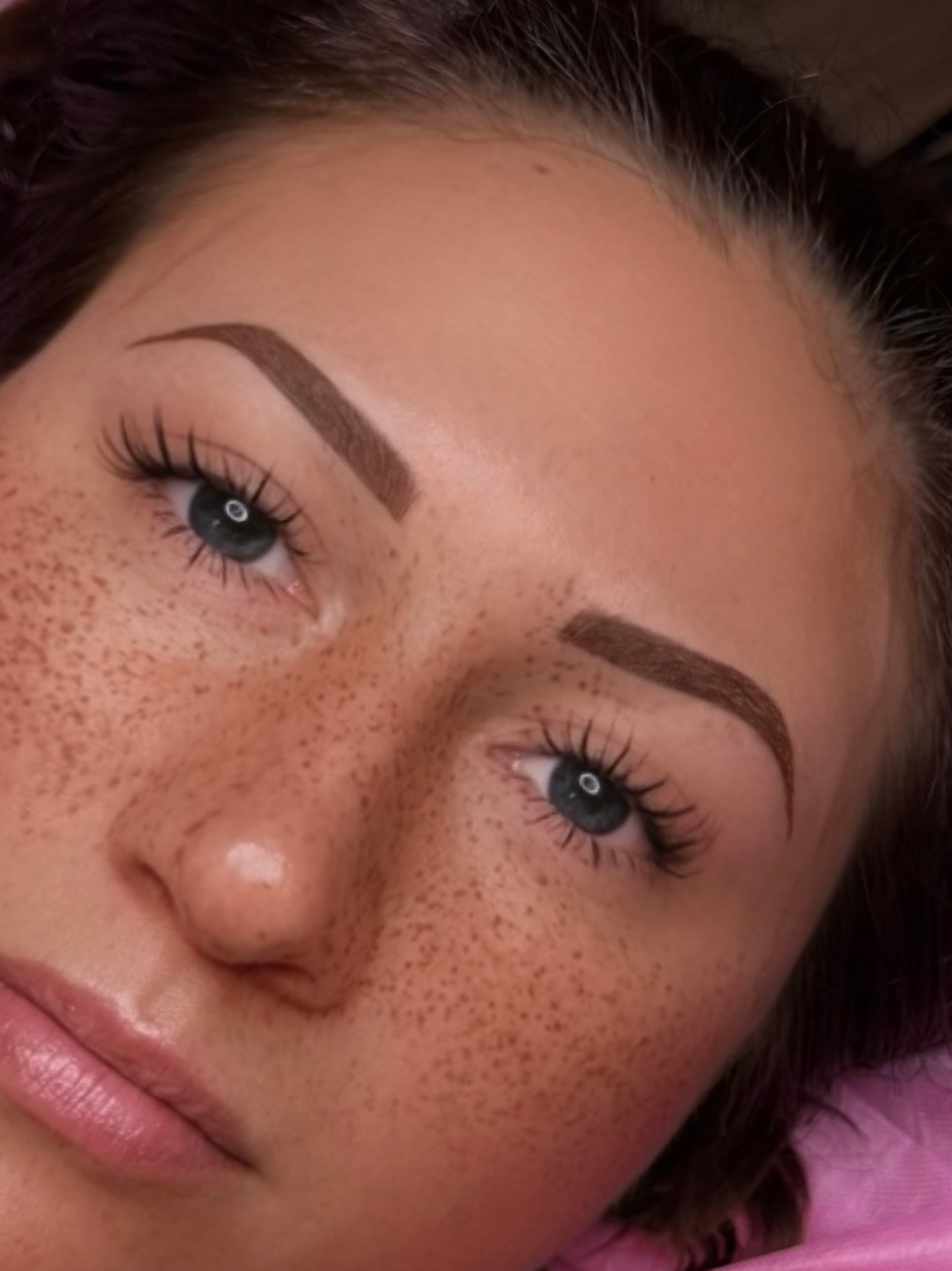 Beautiful brow result on freckled client